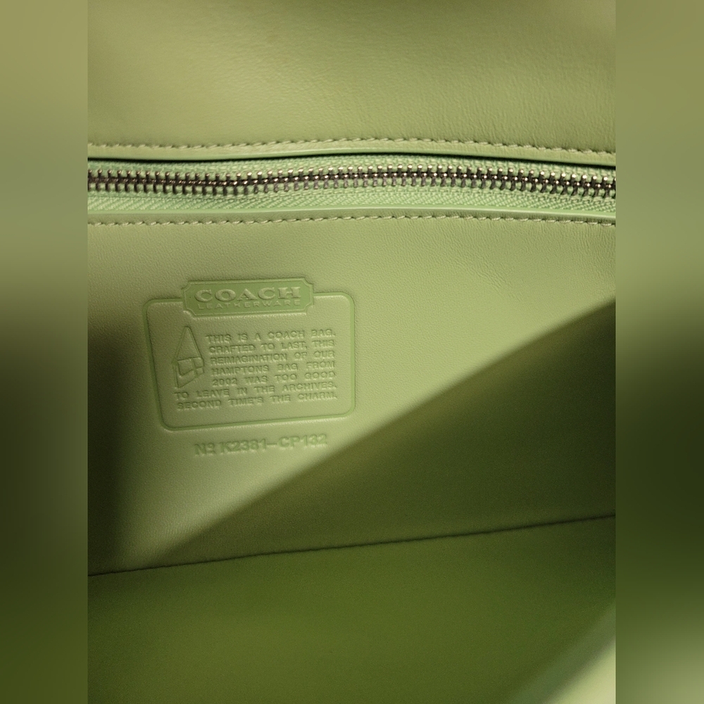 Coach Hamptons Small Leather Shoulder Bag.  Color: Pale Pistachio - Picture 16 of 16